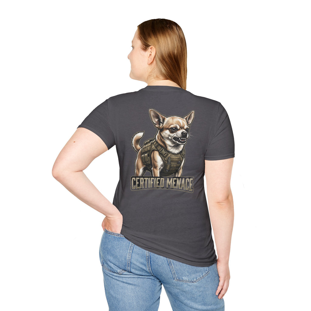 Chihuahua in Tactical Vest T-Shirt | Certified Menace