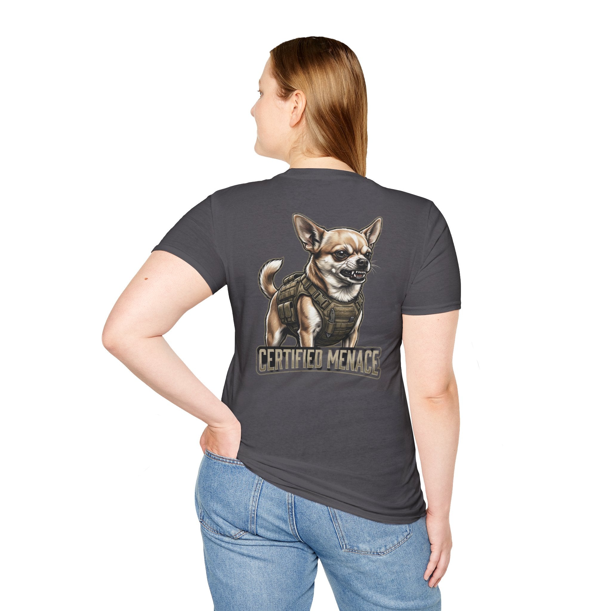 Chihuahua in Tactical Vest T-Shirt | Certified Menace