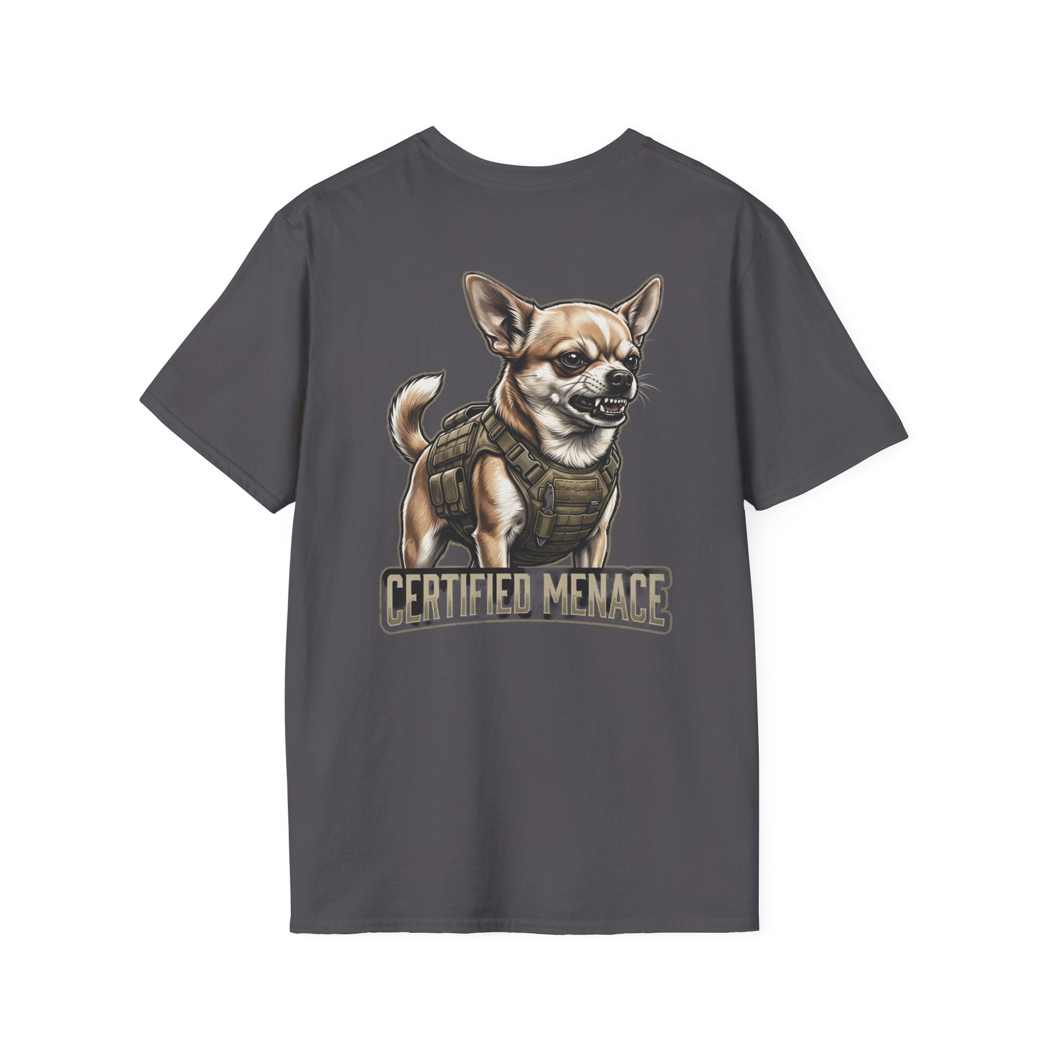 Chihuahua in Tactical Vest T-Shirt | Certified Menace