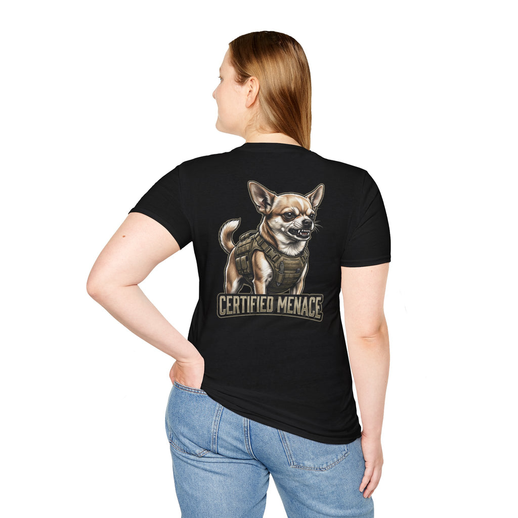 Chihuahua in Tactical Vest T-Shirt | Certified Menace