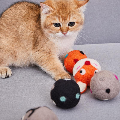 Interactive Cat Toy Balls with Bell – Multi-Color Pack